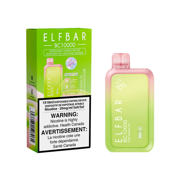 Elf Bar 10000 Puff Kiwi Guava Ice Rechargeable Disposable Hazetown Vapes Calgary Alberta
