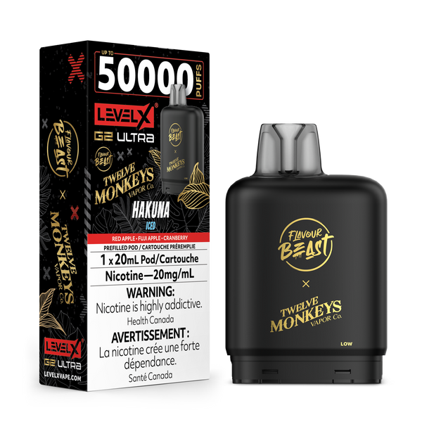 LEVEL X G2 ULTRA PODS 50K FLAVOUR BEAST X TWELVE MONKEYS